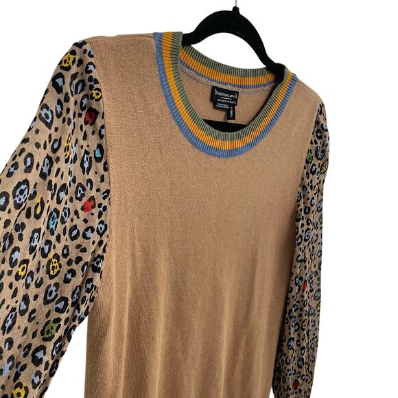Anthropologie Conditions Apply Celina Knit Animal Print Sleeve Top Womens XS - Picture 4 of 7